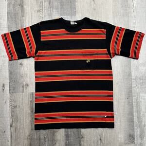 VTG 70s Hang Ten Surf T Shirt Hawaii Mod Hippie Striped Black/Red Skater Tee XL